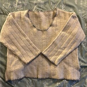 Handmade knitted scoop neck sweater. Size S